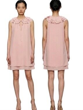 AMANDA UPRICHARD "Belle" Pink Ruffle Shift Dress - Size S
